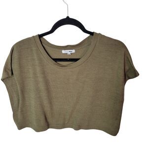 Fashion Nova Womens Sz XL Brown Solid Cap Sleeve Crop Top Shirt